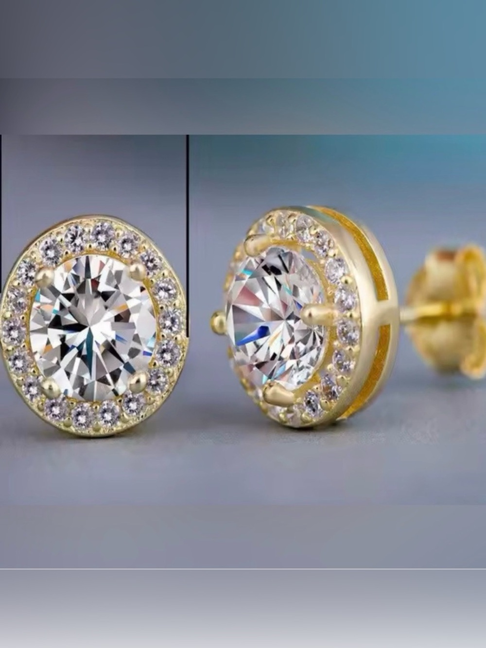 Elegant Gold Stud Earrings NIP